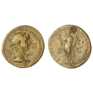 Traianus dupondius római bronz érme – Felicitas hátlappal, RIC 674