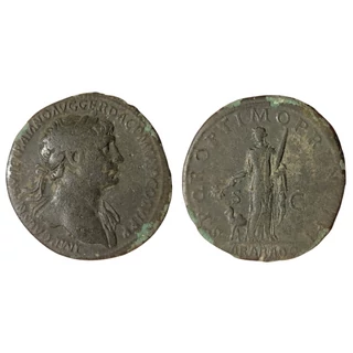 Traianus sestertius, római bronz érme  Kr.u. 112-114 – ARAB ADQ RIC 610 