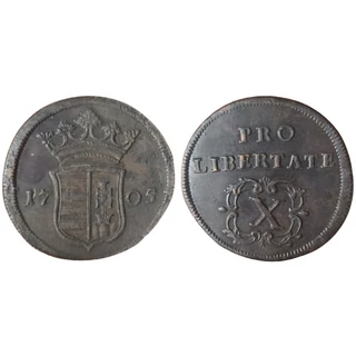 1705 X Poltura réz érme II. Rákóczi Ferenc ÉH: 1133.a