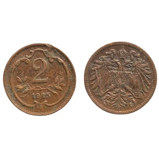 1915 2 Heller bronz érme