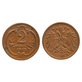 1913 2 Heller bronz érme