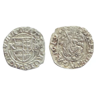 1619-es II. Mátyás ezüst denár – K-B verdejelű, Madonna ábrázolással