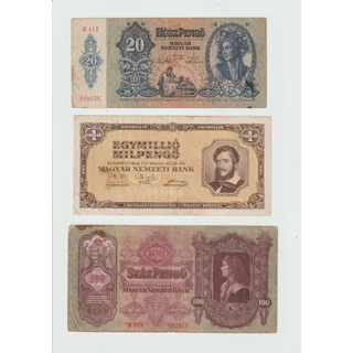 Vegyes pengő bankjegy sor (3 db)