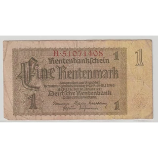 1937 Eine Rentenmark bankjegy - Deutsche Rentenbank