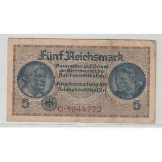 1940-45 Fünf Reichsmark bankjegy - Reichskreditkassen