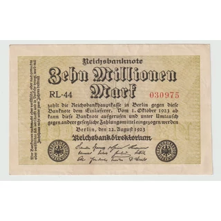 1923 10 Millió Márka - Zehn Millionen Mark reichsbanknote