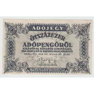 1946 500 000 Adópengő adójegy, Magyarország – közadók lerovására
