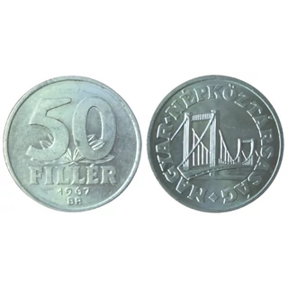 1967 50 fillér UNC forgalmi érme – Magyar Népköztársaság, Erzsébet híd