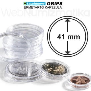 Leuchtturm GRIPS Érmetartó kapszula 41 mm-es belső átmérővel, peremes kivitel 25 db-os csomag
