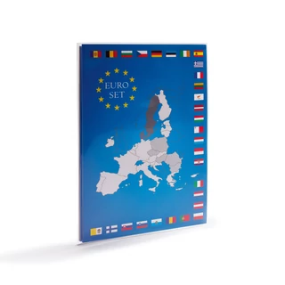 Leuchtturm Érmekártya egy teljes euró forgalmi érmeszett tárolására