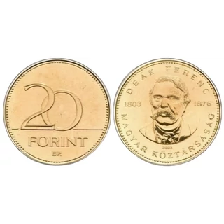 2003 Deák 20 Forint verdefényes érme rolniból
