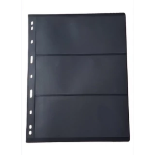Bankjegytartó berakó lapok. 2X3 férőhely, Merev tartású, kétoldalas, fekete háttérrel. A4-es méret