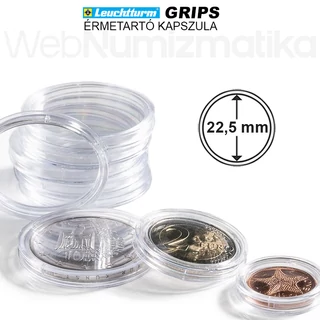 Leuchtturm GRIPS Érmetartó kapszula 22,5 mm-es belső átmérővel, peremes kivitel 25 db-os csomag