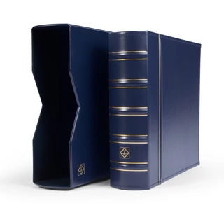 Leuchtturm Ligatum Classic album – 200 db bankjegy vagy képeslap tárolására, védőtokkal, kék