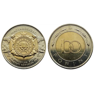 2024 100 forint érme 100 éves a Magyar Nemzeti Bank emlékveret, verdefényes állapotban, rollniból!