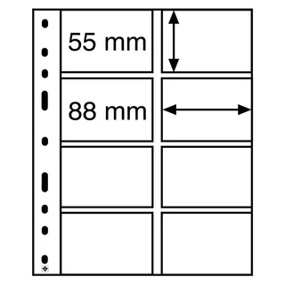 Leuchtturm OPTIMA műanyag lapok 8 zsebbel, 57x90 mm, átlátszó