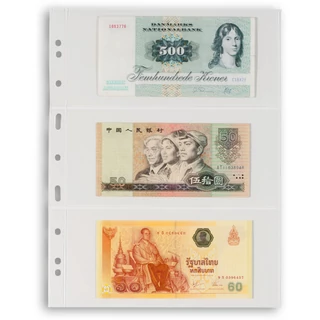 Leuchtturm GRANDE műanyag merev tartású bankjegytartó berakó lap, 3 vízszintes zseb, PP, átlátszó