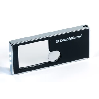 Leuchtturm POCKET nagyító, 2.5x és 10x nagyítással, LED és UV világítással