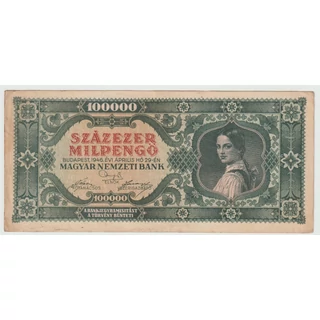 1946 100 ezer milpengő bankjegy VF