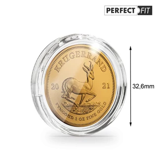 Leuchtturm Ultra Perfect Fit érmekapszulák – 1 oz Krugerrand aranyérméhez (32,60 mm), 10 db/csomag