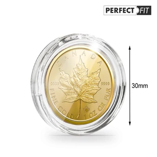 Leuchtturm Ultra Perfect Fit érmekapszulák – 1 oz Maple Leaf aranyérméhez (30,00 mm), 10 db/csomag