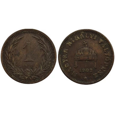 1902 1 fillér bronz érme