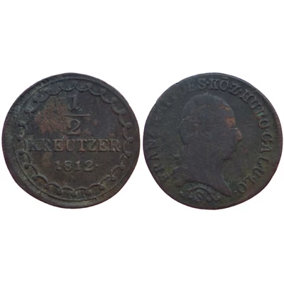 1812 1/2 kreutzer (krajcár) réz érme