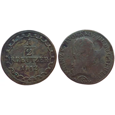 1812 1/2 kreutzer (krajcár) réz érme