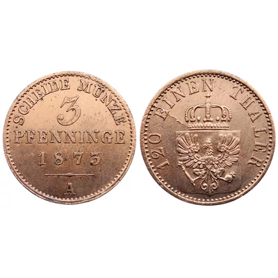1873-as 3 Pfenninge – Német Császárság, I. Vilmos uralkodása alatt