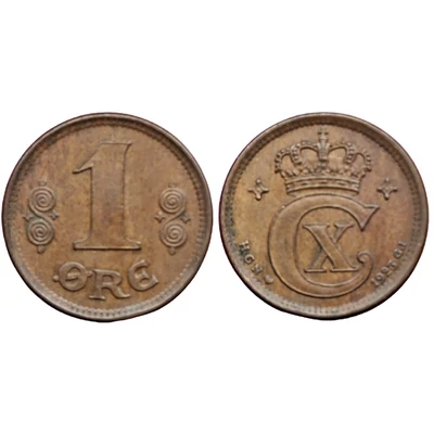 1923 1 Öre Dán forgalmi réz érme