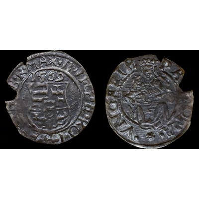 1569 Miksa ezüst dénár érme