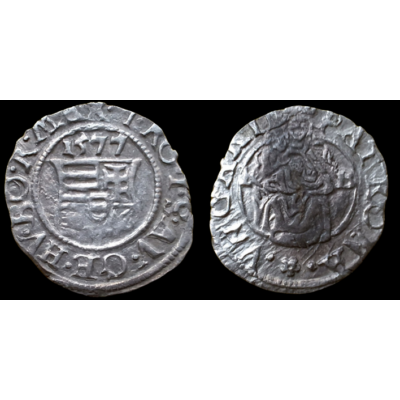 1577 Miksa ezüst dénár érme