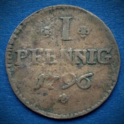 1796 1 Pfennig réz érme (German States Frankfurt)