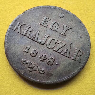 1848 1 krajcár réz érme XF Numizmatika - Érmék, érme