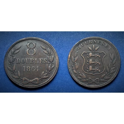 1864 Guernesey 8 Doubles érme