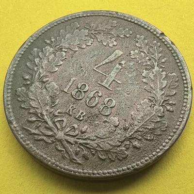 1868 4 krajcár réz érme angyalos K.B.