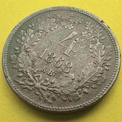 1868 4 krajcár réz érme angyalos K.B.