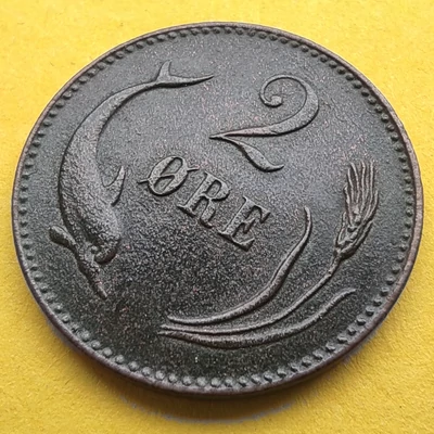 1874 2 Öre Svéd réz érme