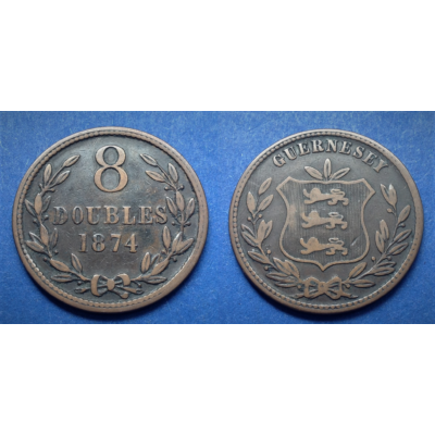 1874 Guernesey 8 Doubles érme