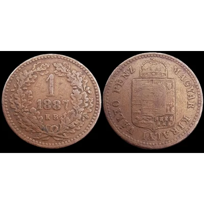 1887 1 krajcár KB réz érme