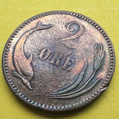 1889 2 Öre Svéd réz érme