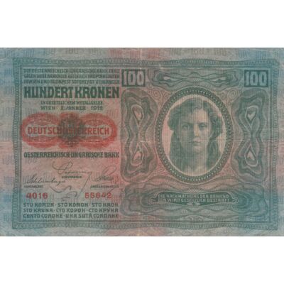1912 100 korona bankjegy Numizmatika-bankjegyek
