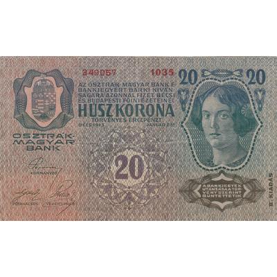 1913 20 korona bankjegy Numizmatika-bankjegyek