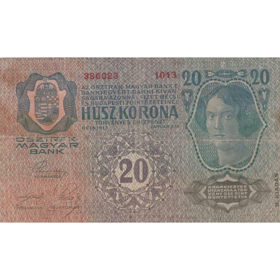 1913 20 korona bankjegy Numizmatika-bankjegyek