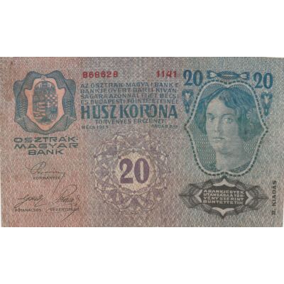 1913 20 korona bankjegy Numizmatika-bankjegyek