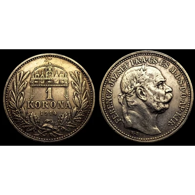 1914 1 korona ezüst érme