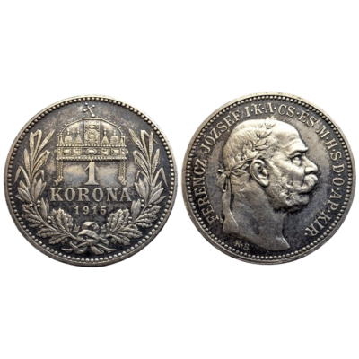 1915 1 Korona patinás ezüst érme