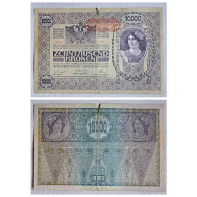 1918 10000 korona bankjegy Numizmatika-bankjegyek