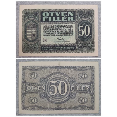 1920 50 Fillér hajtatlan UNC bankjegy