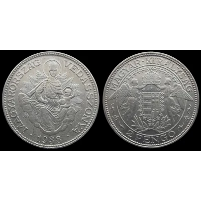 1938 2 Pengő ezüst érme 10 g (0,640)